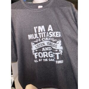 Mens 4XL Gray Graphic T Shirt